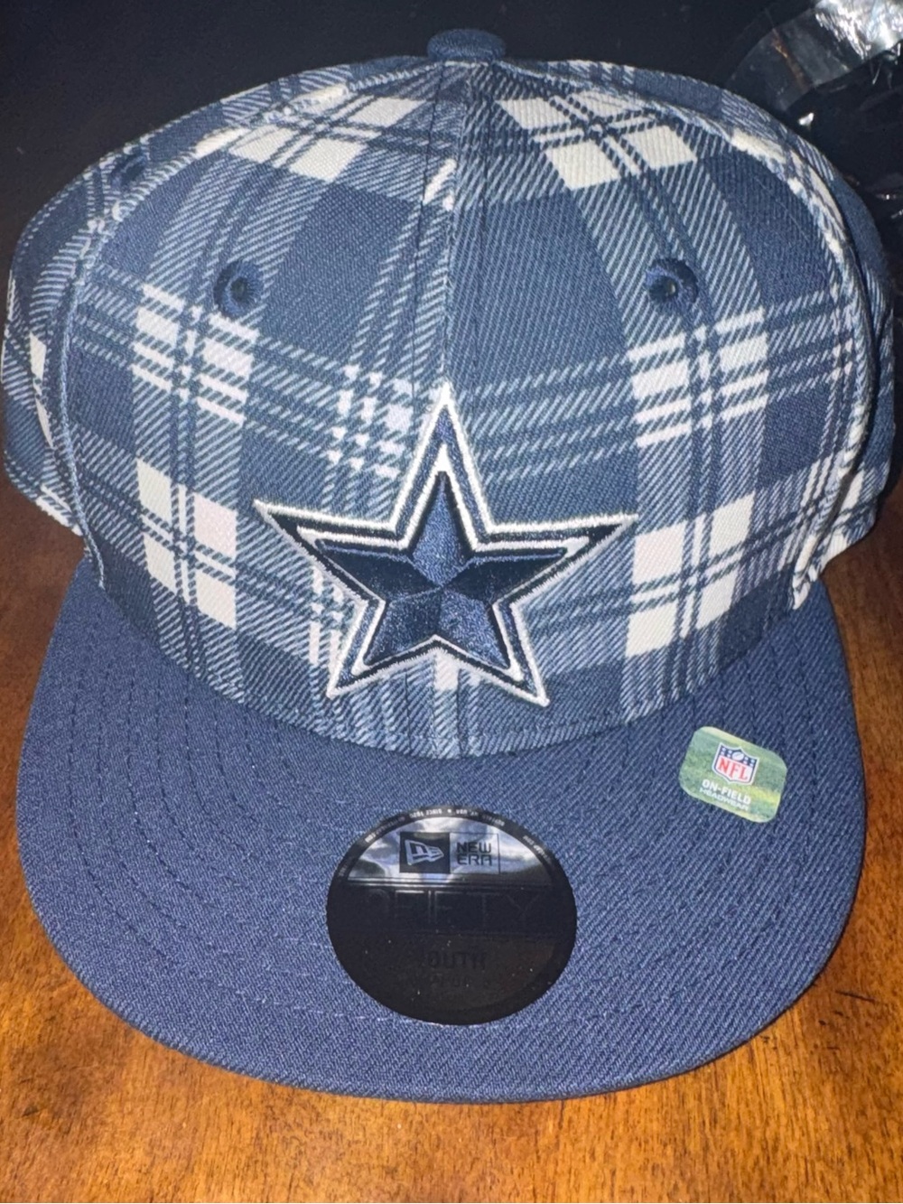 New Era Dallas Cowboys Navy Plaid Snapback Hat Youth 9FIFTY NWT